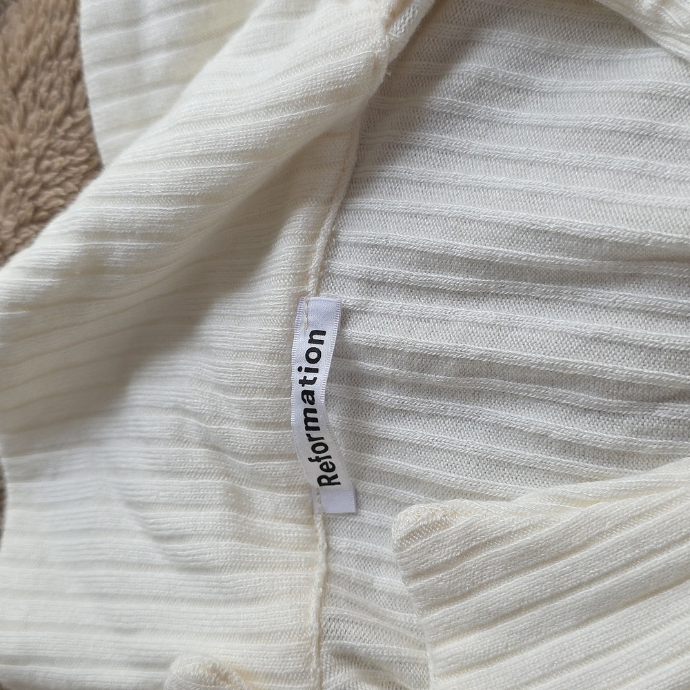 Reformation Cayden Knit Top In WHITE/CREAM-Size S - Picture 6 of 7
